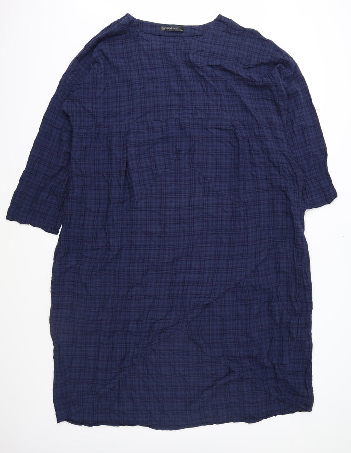Zanzea Womens Blue Check  Shift