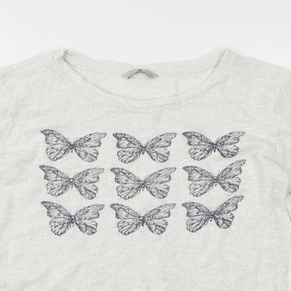 TU Womens White  Knit Pullover Jumper Size 14