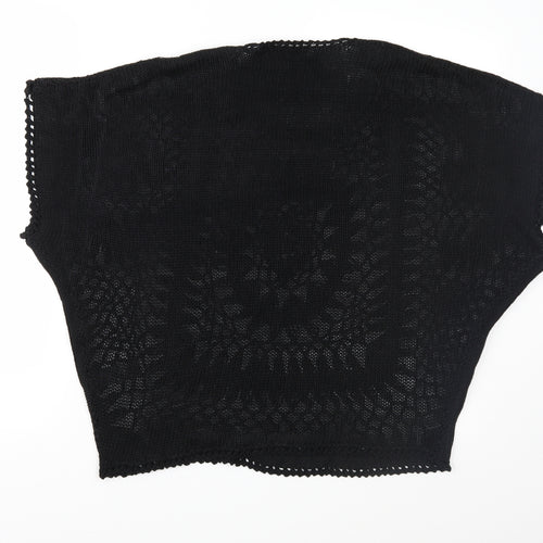 F&F Womens Black  Crochet Pullover Jumper Size 12