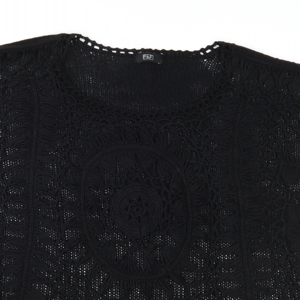 F&F Womens Black  Crochet Pullover Jumper Size 12