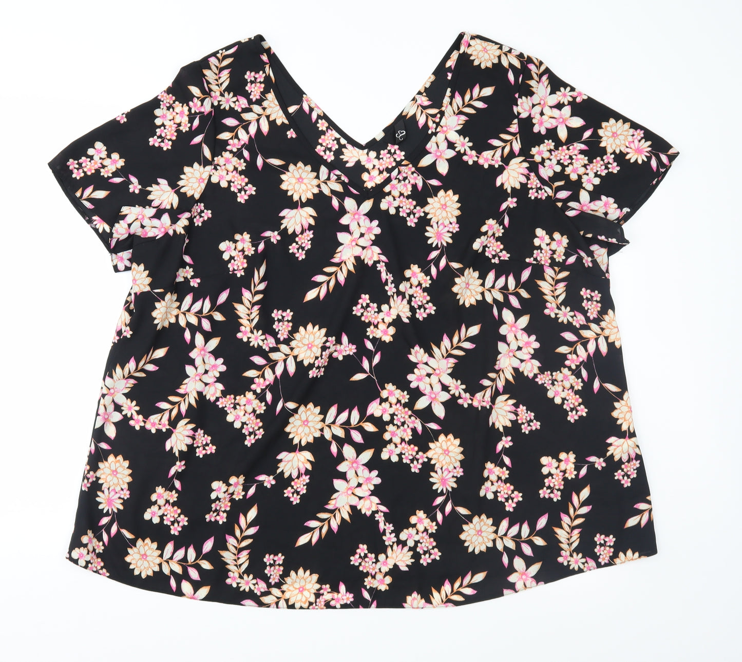 Yours Womens Black Floral  Basic Blouse Size 24