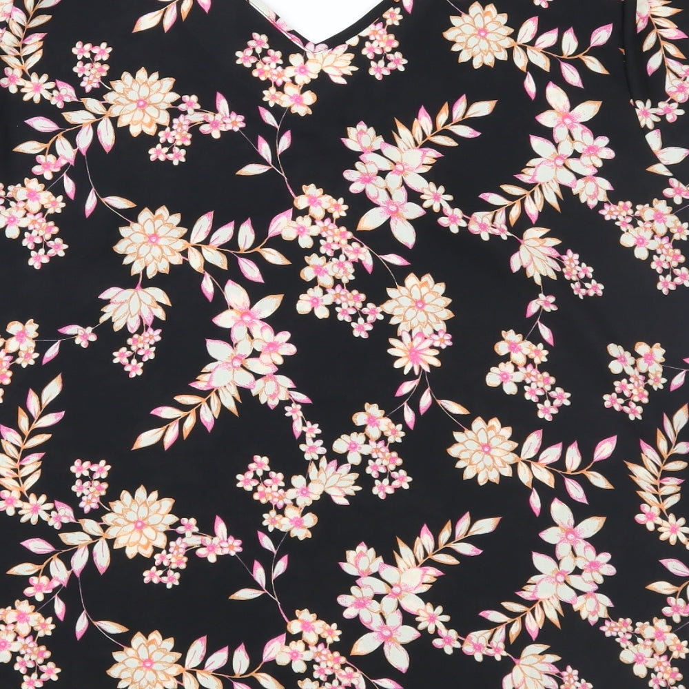 Yours Womens Black Floral  Basic Blouse Size 24