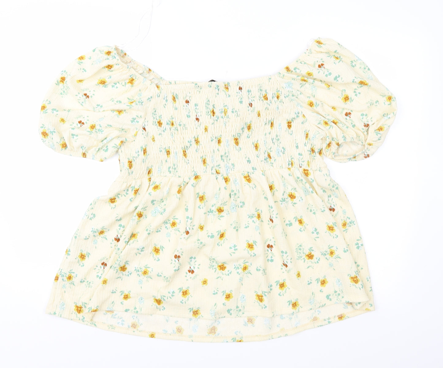 Geroge Womens Yellow Floral  Basic Blouse Size 16