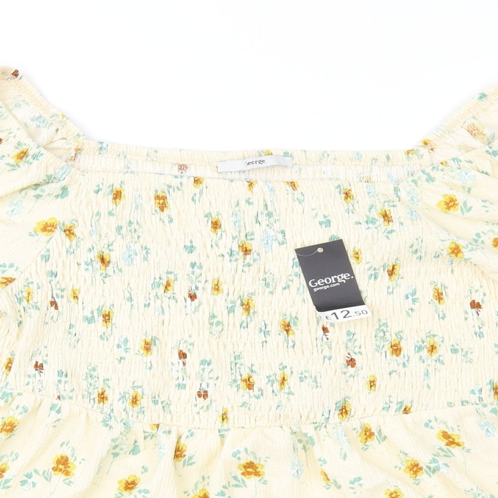 Geroge Womens Yellow Floral  Basic Blouse Size 16