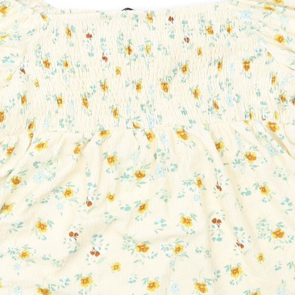 Geroge Womens Yellow Floral  Basic Blouse Size 16