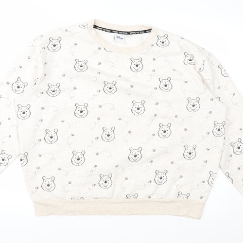 Disney Womens Beige Geometric  Pullover Sweatshirt Size M  - Winnie The Pooh