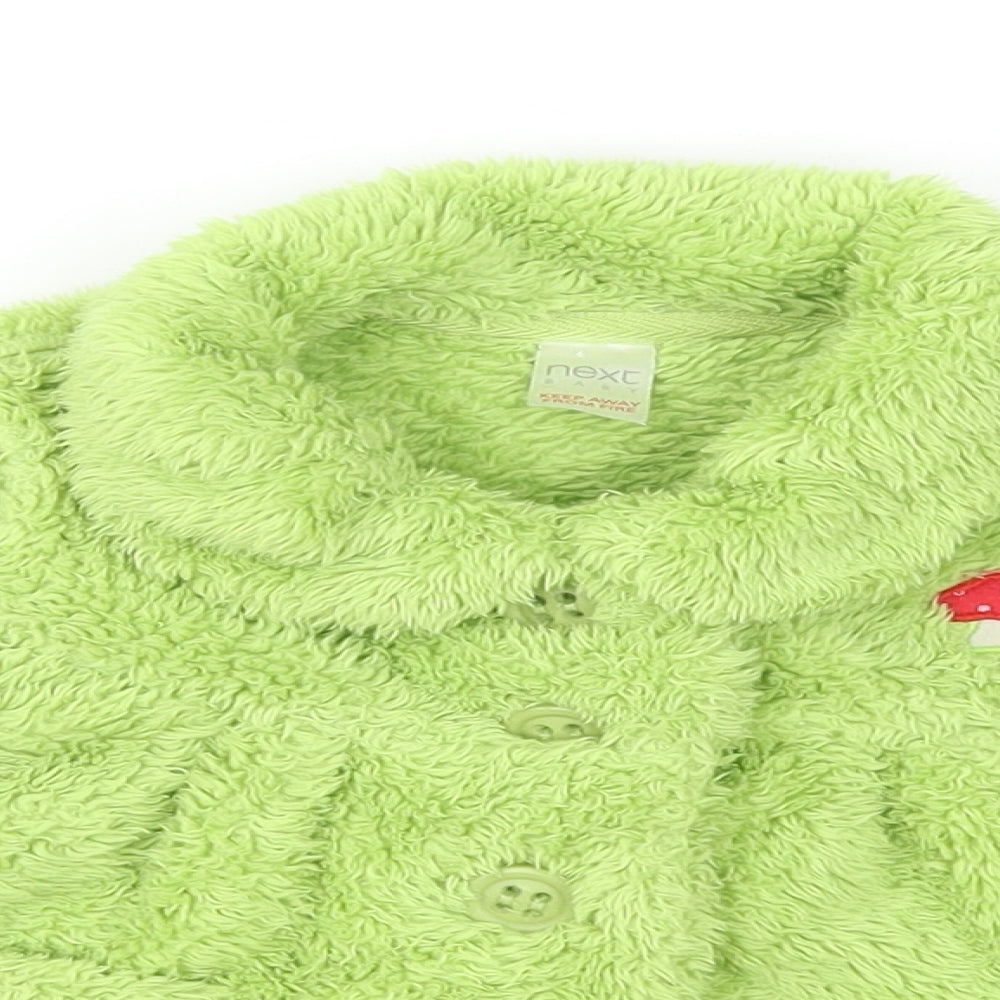 NEXT Girls Green  Fleece Overcoat Coat Size 6-9 Months