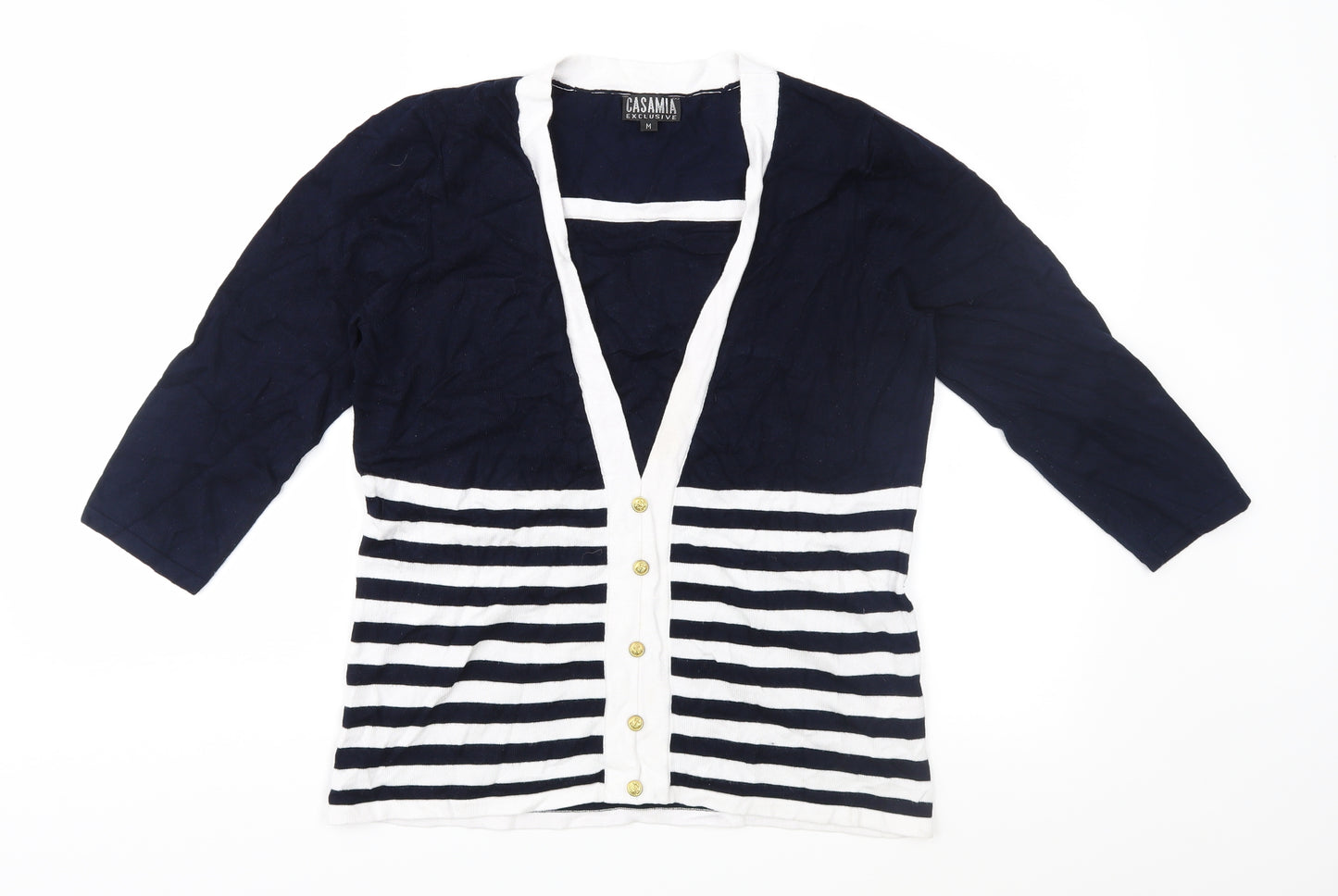 Casamia Womens Blue Striped Knit Pullover Jumper Size M