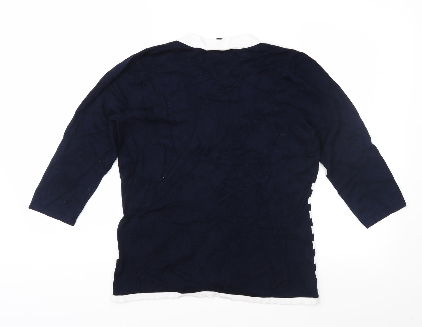 Casamia Womens Blue Striped Knit Pullover Jumper Size M