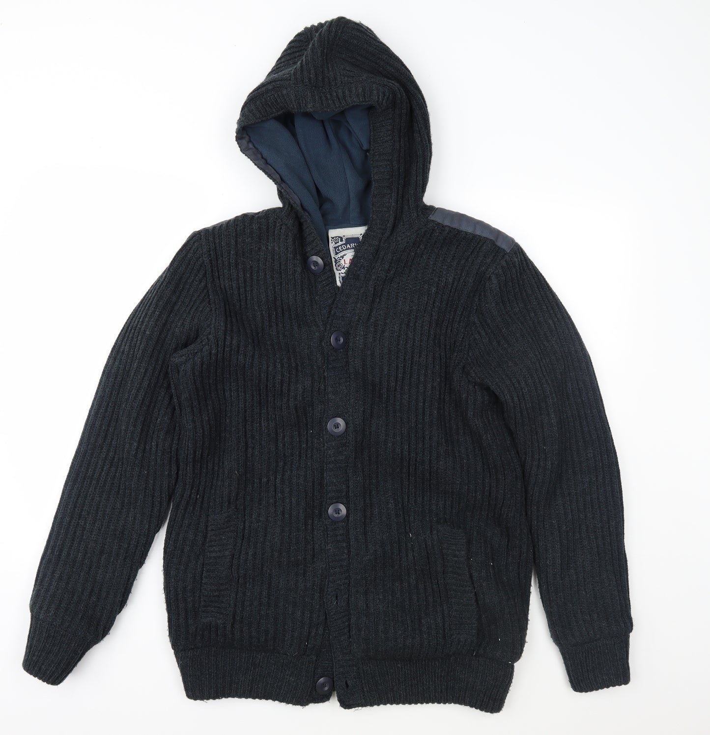 Cedar Wood State Mens Blue  Knit Jacket Coatigan Size L