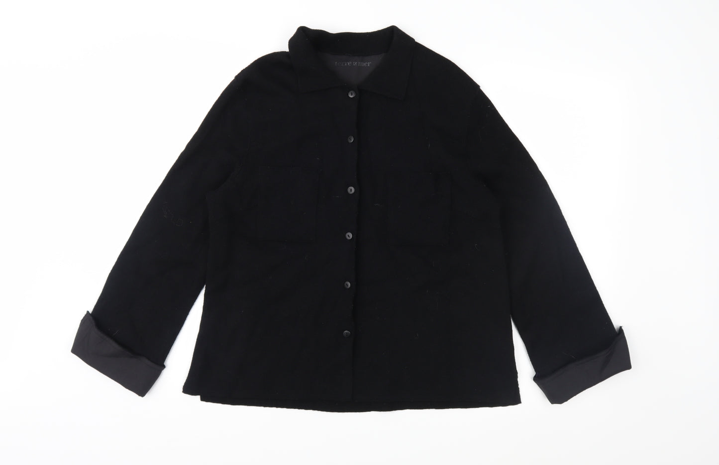 Terre & Mer Womens Black  Knit Jacket Coatigan Size 14