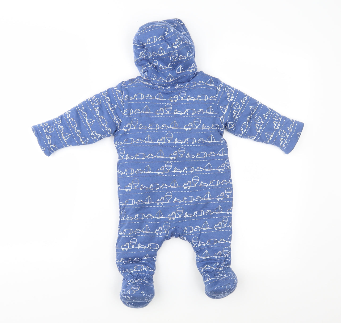 Mini Club Boys Blue Geometric  Overcoat Snowsuit Size 3-6 Months