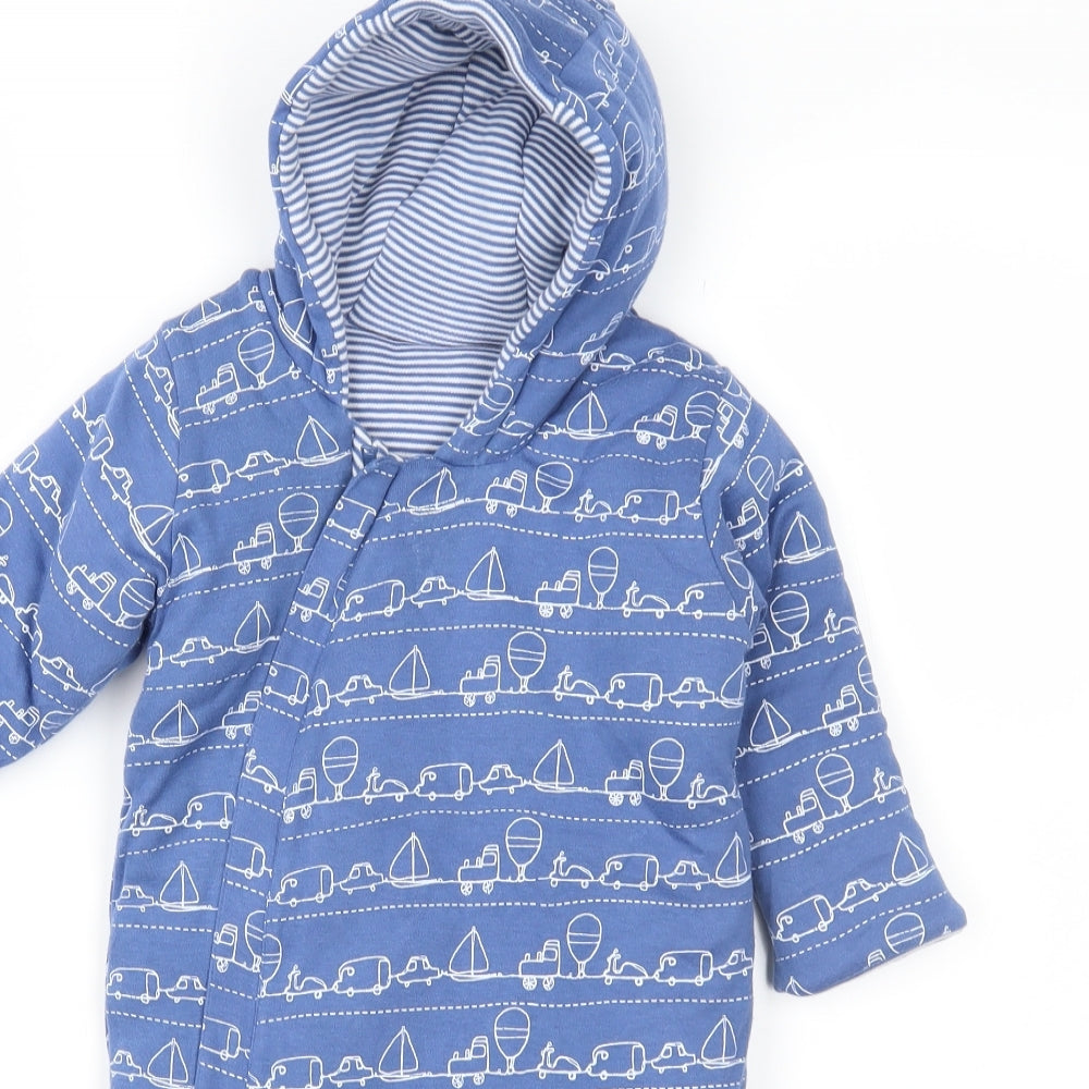 Mini Club Boys Blue Geometric  Overcoat Snowsuit Size 3-6 Months