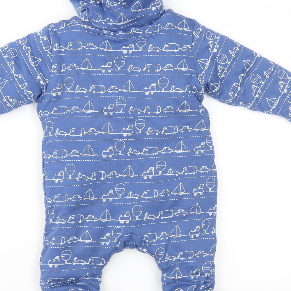 Mini Club Boys Blue Geometric  Overcoat Snowsuit Size 3-6 Months