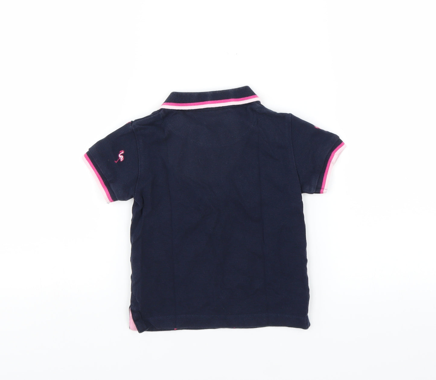 NEXT Girls Blue   Basic Polo Size 12-18 Months  - Flamingo print