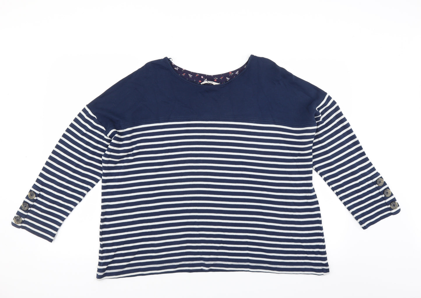 Sainsburys Womens Blue Striped  Basic T-Shirt Size 20