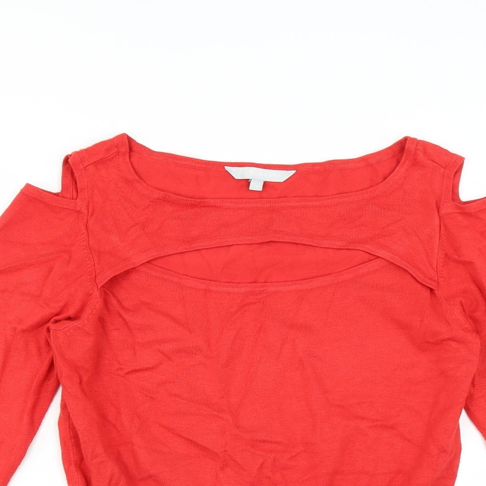Red Herring Womens Red   Pullover Jumper Size 14  - Cold Shoulder