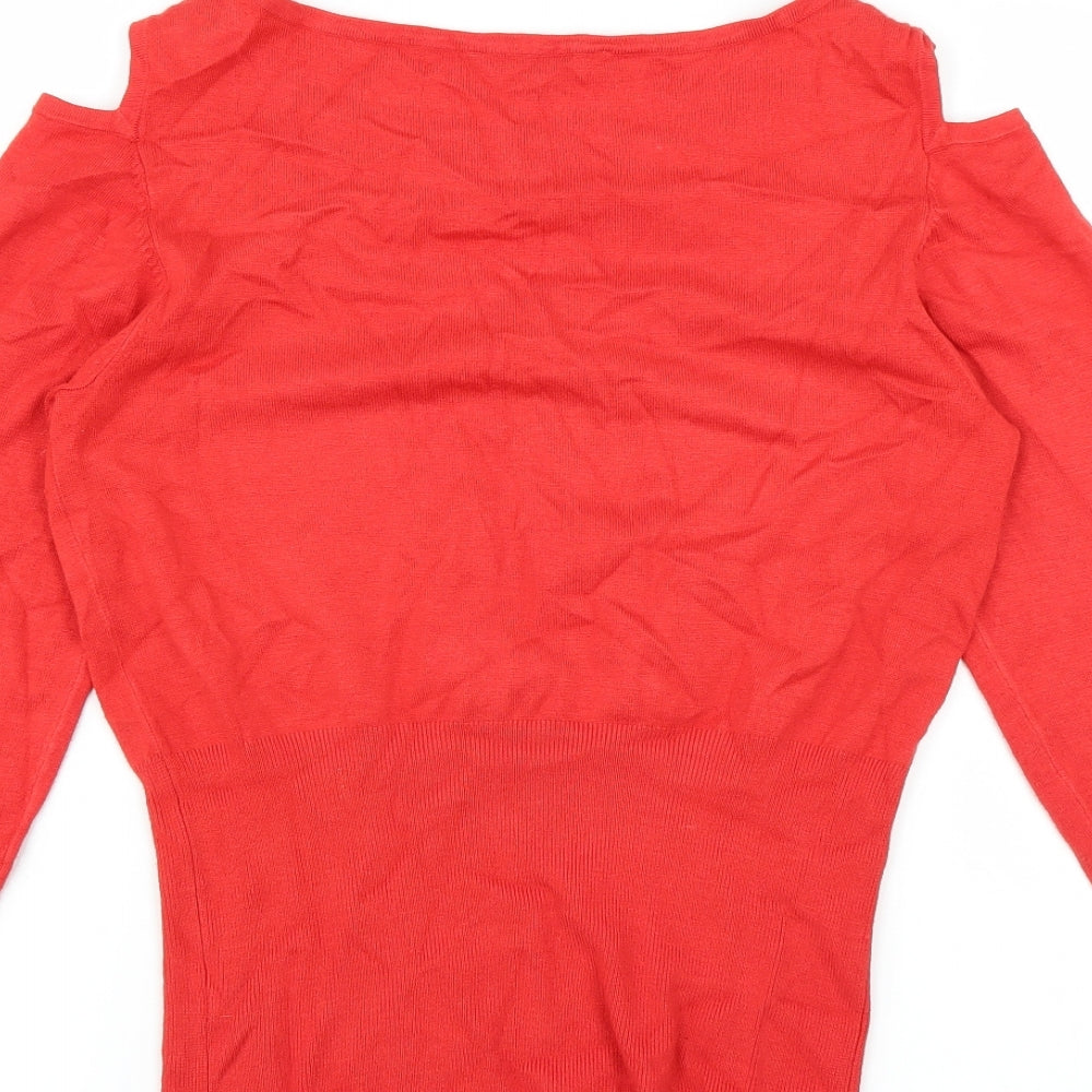 Red Herring Womens Red   Pullover Jumper Size 14  - Cold Shoulder