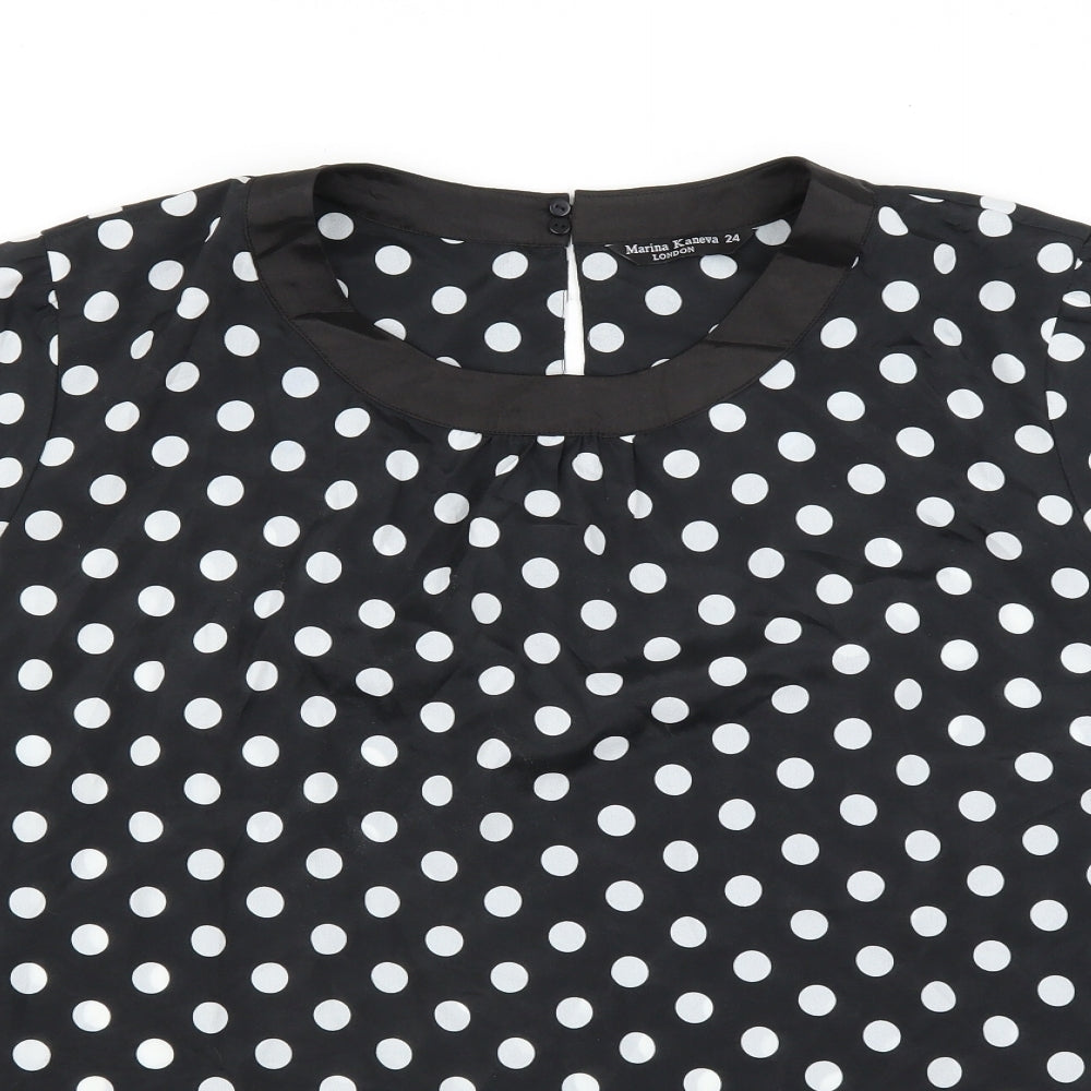 Marina Kaneva Womens Black Polka Dot  Basic Blouse Size 24