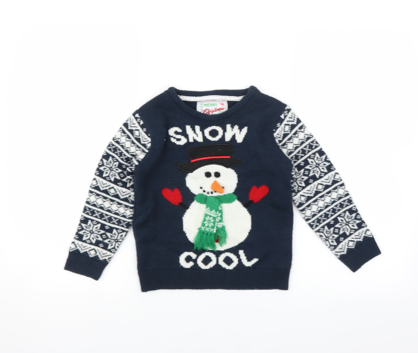 Primark Boys Blue   Pullover Jumper Size 5-6 Years  - Christmas Jumper