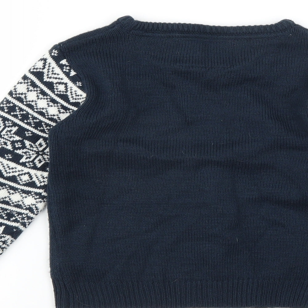 Primark Boys Blue   Pullover Jumper Size 5-6 Years  - Christmas Jumper