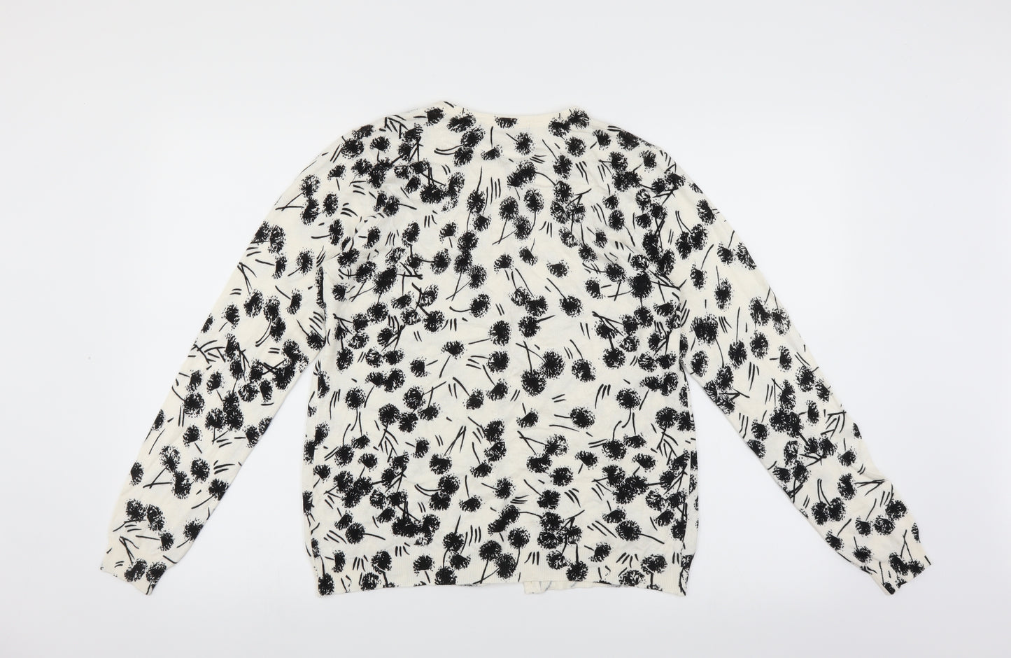 Marks and Spencer Womens White Floral  Cardigan Jumper Size 14
