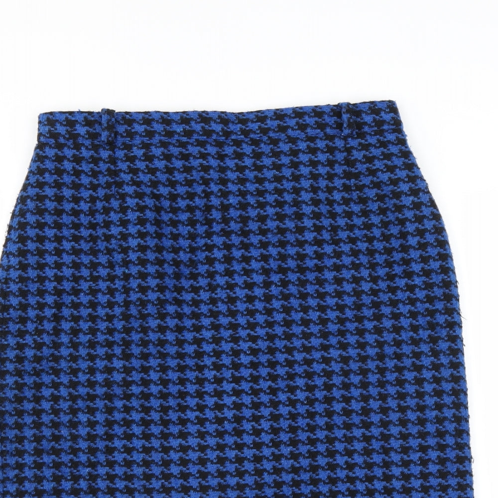 SportLeigh Womens Blue Houndstooth  Straight & Pencil Skirt Size 14