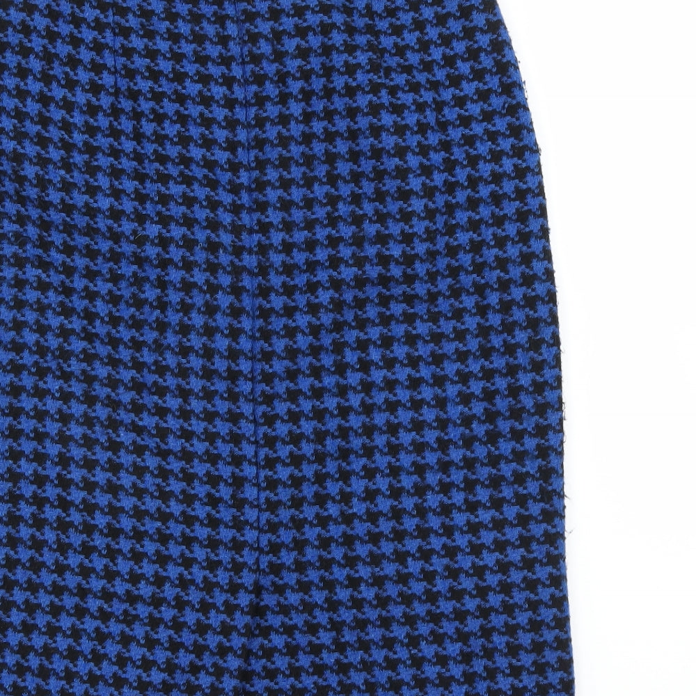SportLeigh Womens Blue Houndstooth  Straight & Pencil Skirt Size 14