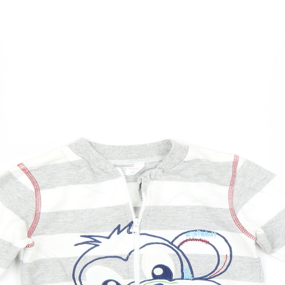 M&Co Baby Grey Striped  Full Zip Jumper Size 12-18 Months  - Monkey