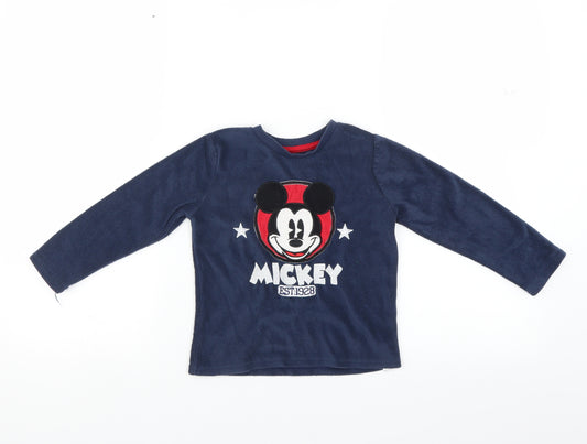 Front view of Primark boys’ blue fleece jumper, size 2, years - mickey mouse