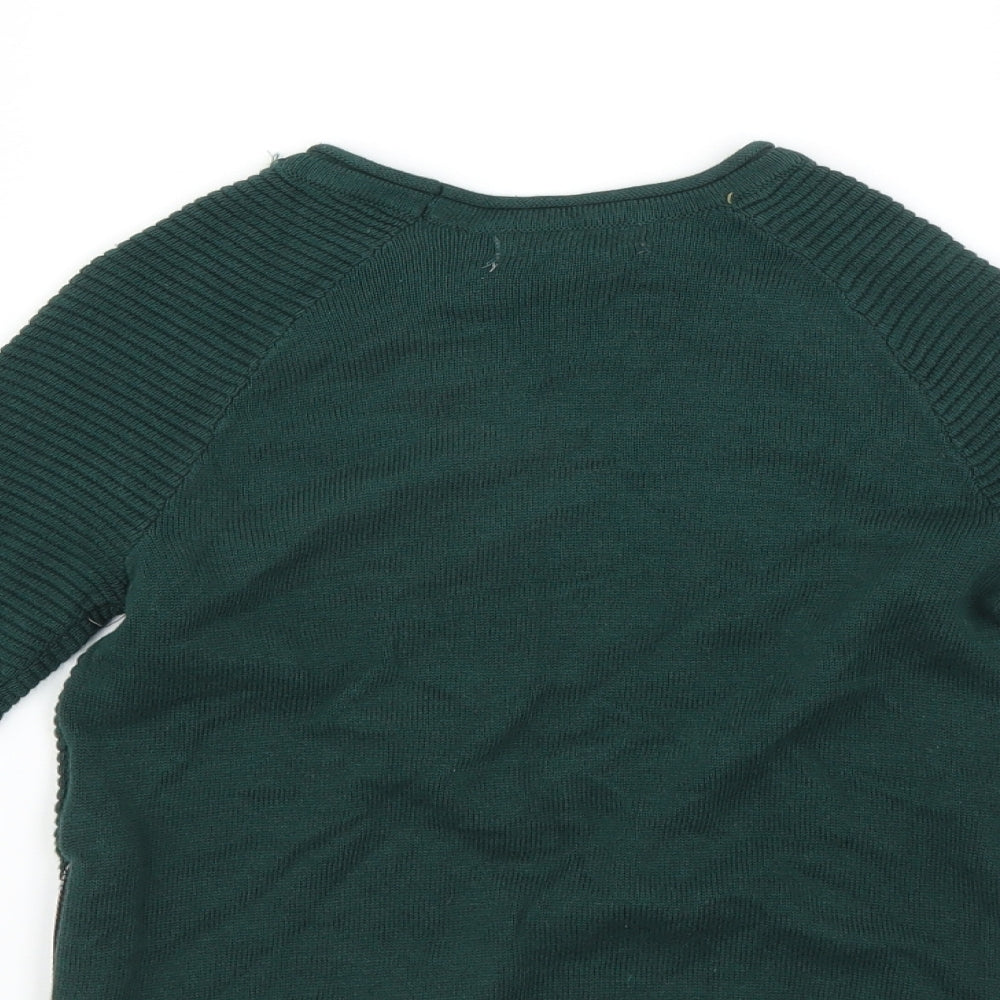 Primark Boys Green   Pullover Jumper Size 3-4 Years  - zip sides