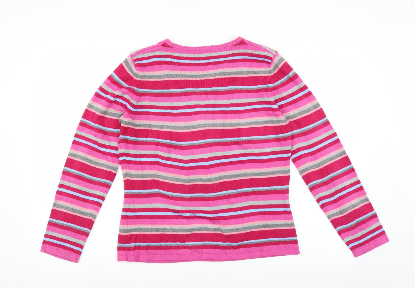 Preworn Womens Pink Striped  Pullover Jumper Size 16