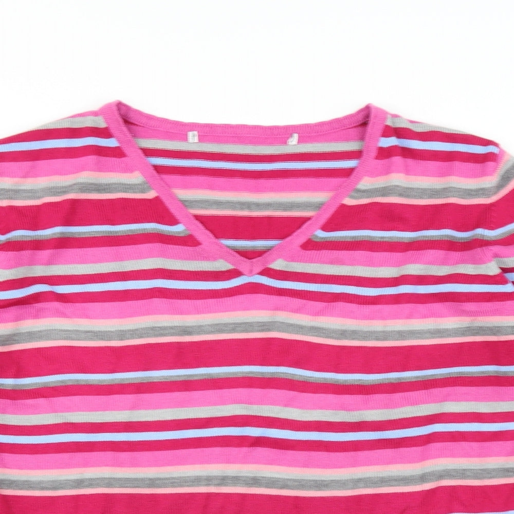 Preworn Womens Pink Striped  Pullover Jumper Size 16
