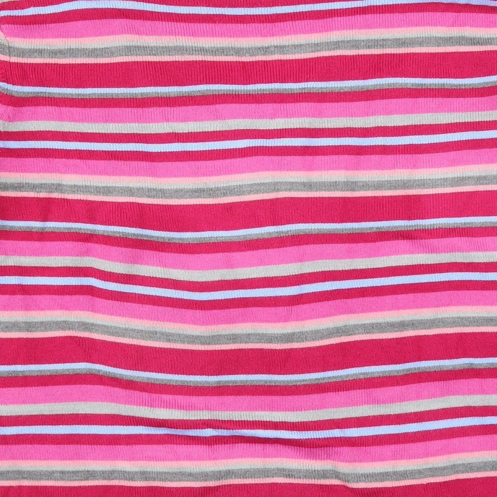 Preworn Womens Pink Striped  Pullover Jumper Size 16