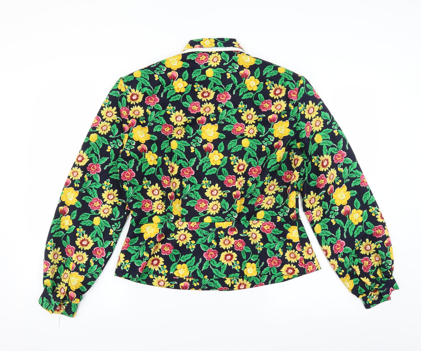 Eastex Womens Black Floral  Basic Blouse Size 16  - Shoulder Pads