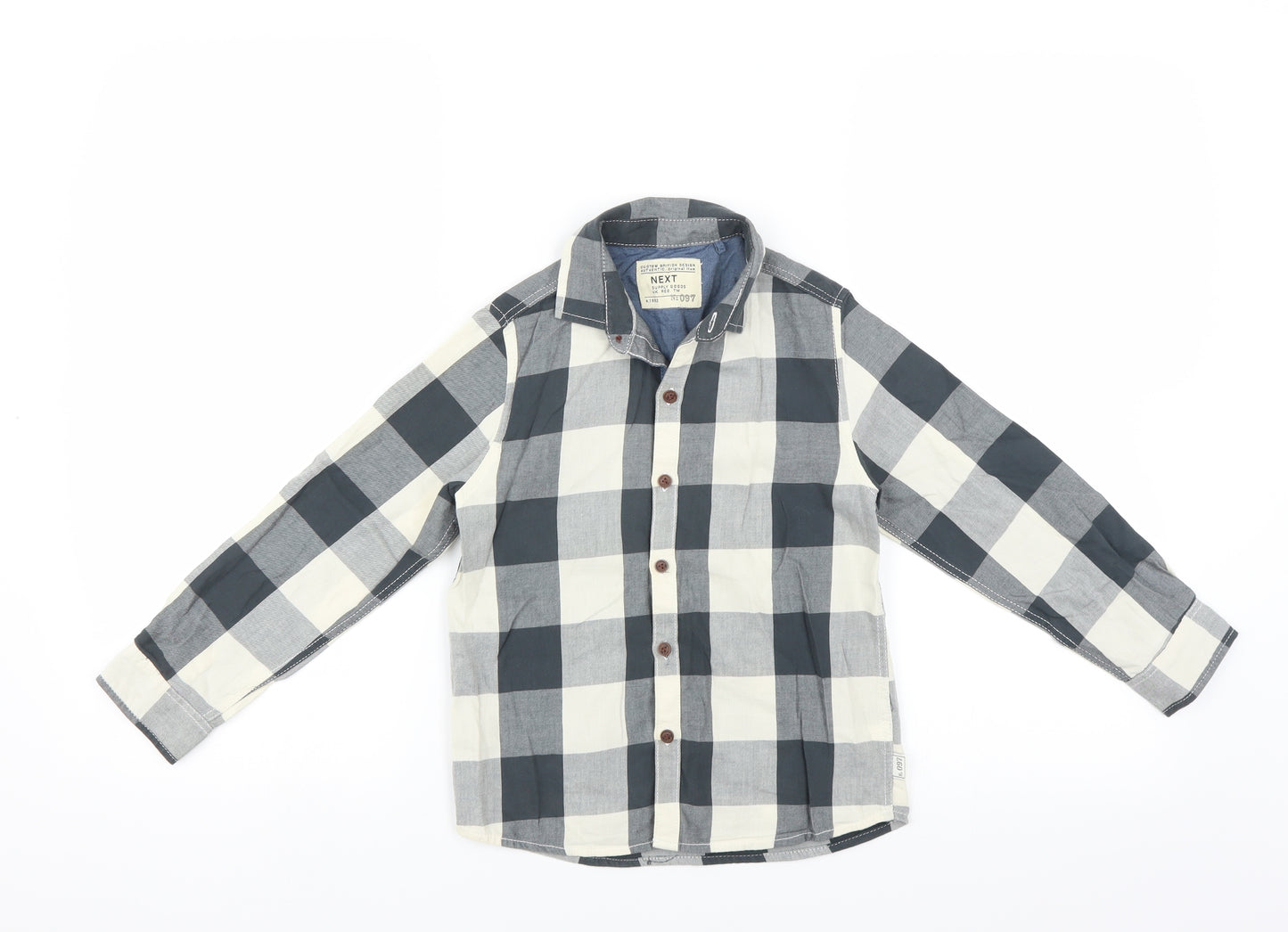 NEXT Boys Grey Check  Basic Button-Up Size 5-6 Years