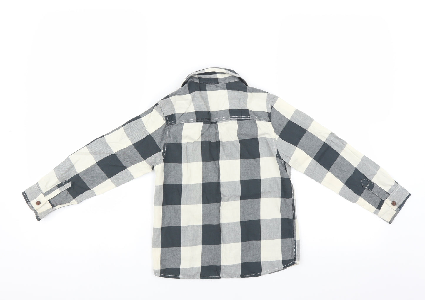 NEXT Boys Grey Check  Basic Button-Up Size 5-6 Years