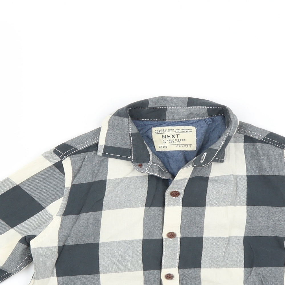 NEXT Boys Grey Check  Basic Button-Up Size 5-6 Years