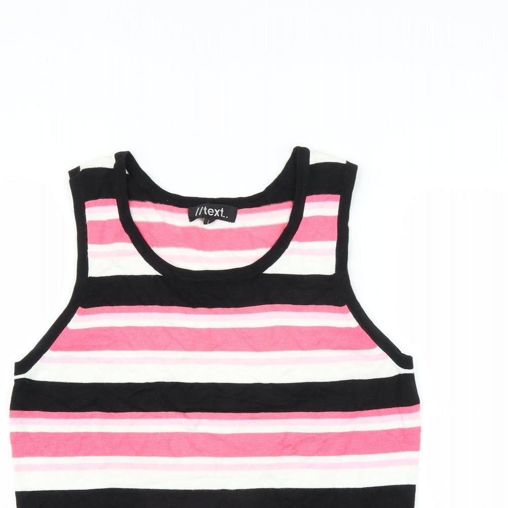 TEXT Womens Pink Striped  Pullover Jumper Size L