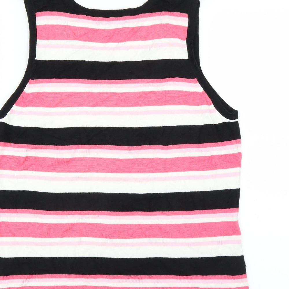 TEXT Womens Pink Striped  Pullover Jumper Size L