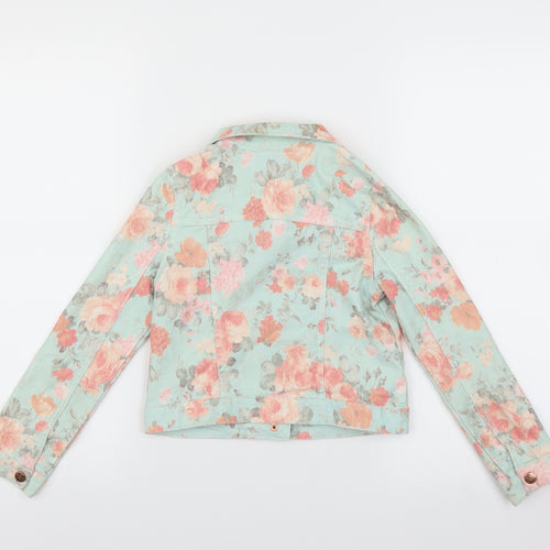Primark Girls Green Floral Denim Jacket  Size 7-8 Years
