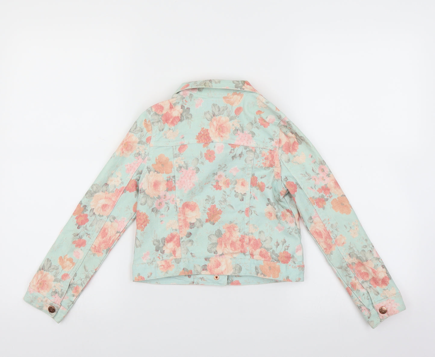 Primark Girls Green Floral Denim Jacket  Size 7-8 Years