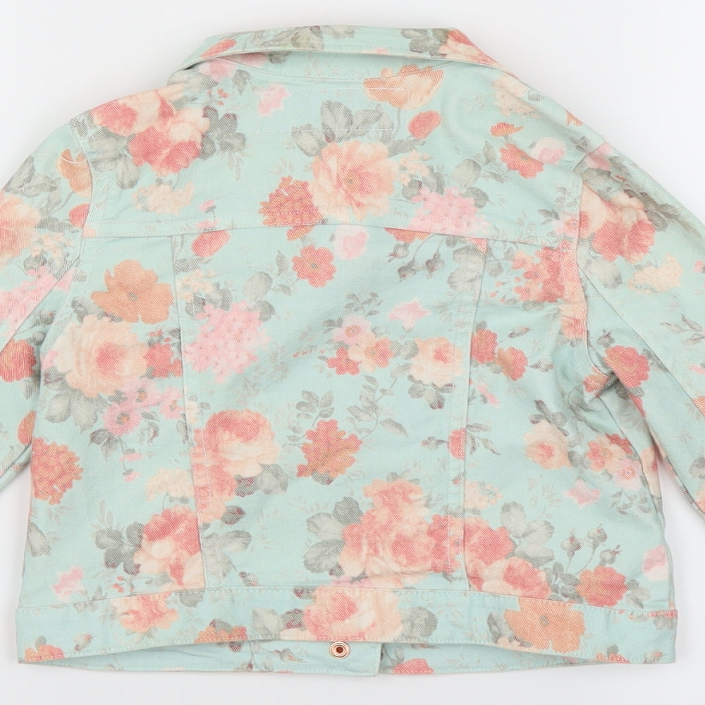 Primark Girls Green Floral Denim Jacket  Size 7-8 Years