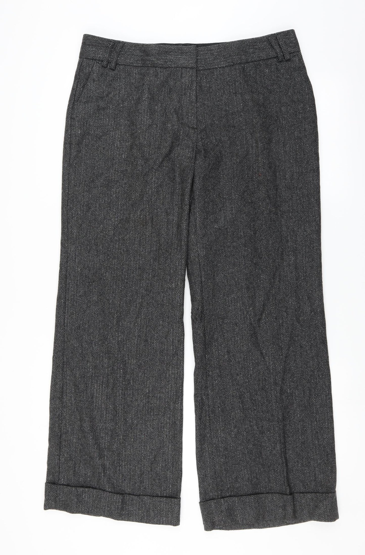 Marks and Spencer Womens Grey Herringbone  Trousers  Size 16 L30 in