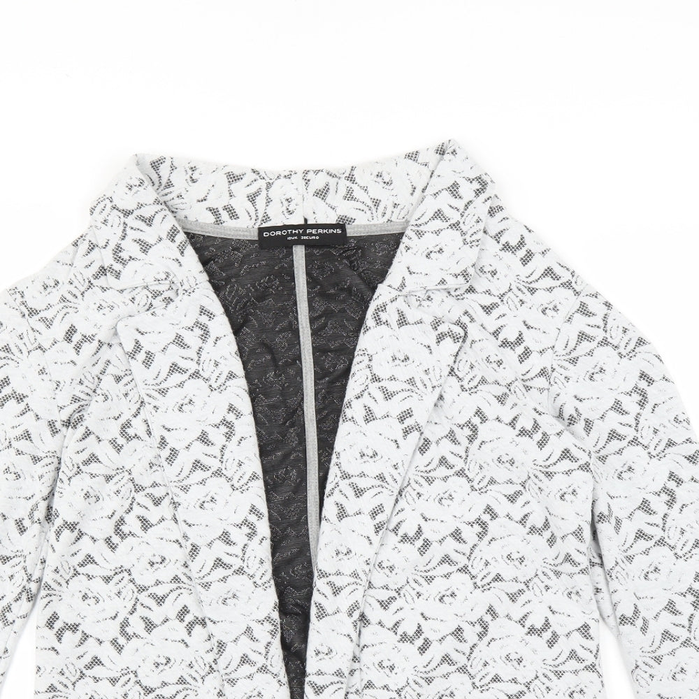 Dorothy Perkins Womens Grey Floral  Jacket Blazer Size 10