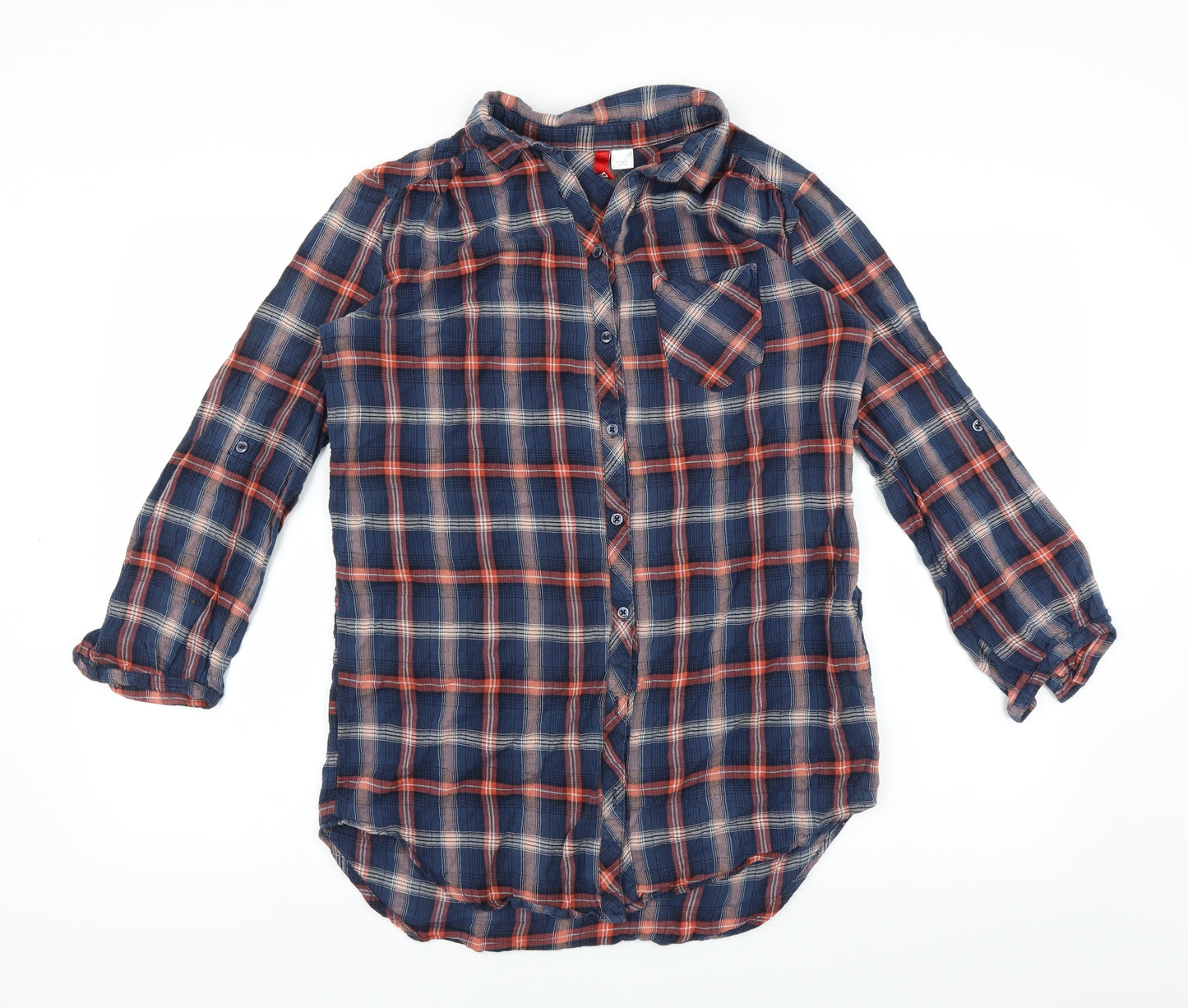 Divided by H&M Womens Blue Plaid  Basic Button-Up Size 8