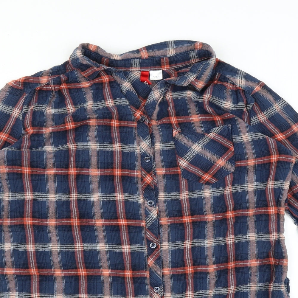 Divided by H&M Womens Blue Plaid  Basic Button-Up Size 8