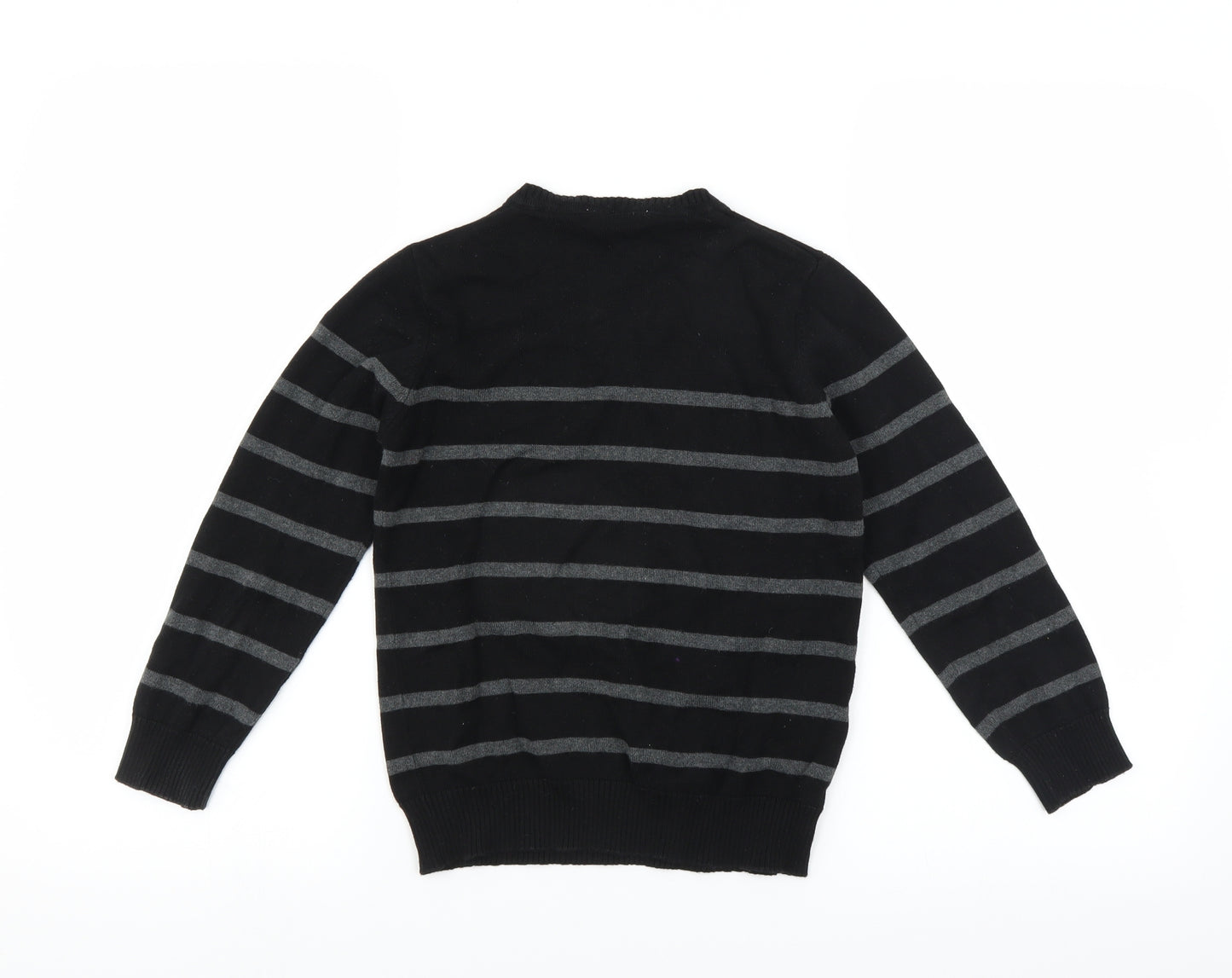 George Boys Black Striped  Pullover Jumper Size 6-7 Years