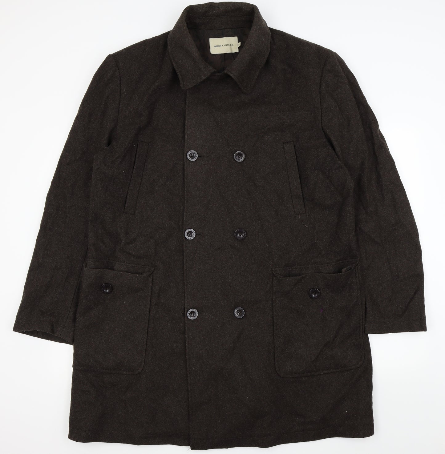 RJR.John Rocha Mens Brown   Overcoat Coat Size XL