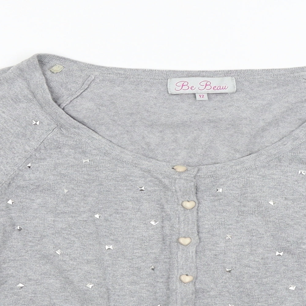 BE BEAU Womens Grey Argyle/Diamond  Cardigan Jumper Size 12